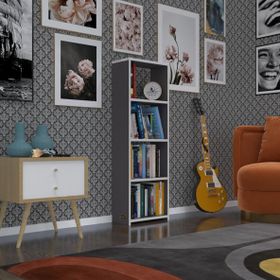 Kenzlife Süper Ga 120x40x19 cm 4 Katlı Tek Bölme Gri Kitaplık