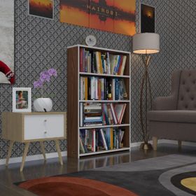Kenzlife Süper Ga 120x80x19 cm 4 Katlı Tek Bölme Ceviz Kitaplık