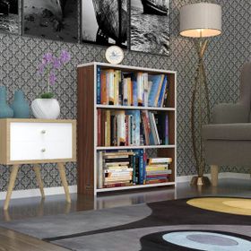 Kenzlife Süper Ga 90x80x19 cm 3 Katlı Tek Bölme Ceviz Kitaplık
