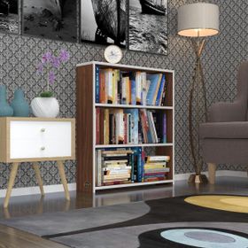 Kenzlife Süper Ga 90x80x19 cm 3 Katlı Tek Bölme Ceviz Kitaplık