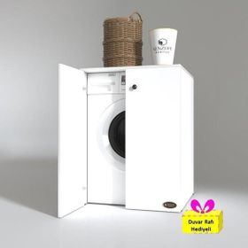 Kenzlife Tatyana Beyaz 90x70x60 cm Banyo Ofis Arkalıksız Kapaklı Çamaşır Makinesi Dolabı