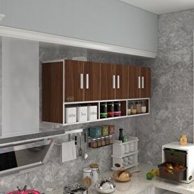 Kenzlife Vice Ceviz Kapaklı Raflı 60x180x32 CM Mutfak Dolabı