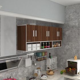 Kenzlife Vice Ceviz Kapaklı Raflı 60x180x32 CM Mutfak Dolabı