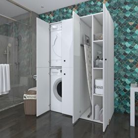 Kenzlife Yaromira 180x120x64 cm Çamaşır-Kurutma Makinesi Beyaz Banyo Dolabı