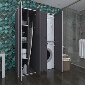 Kenzlife Yaromira Çamaşır-Kurutma Makinesi Sol Gri Banyo Dolabı