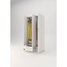 Kenzlife Yasemin 168x80x42 CM 3 Kapaklı Kapılı Çekmeceli Beyaz Gardrop