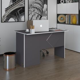 Kenzlife Yoko Ono 75x170x60 cm Sağ Kilitli Kapaklı Dolap Gri Eşkenar Çalışma Masası