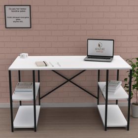 Kenzlife Yutaka Beyaz Siyah 75x170x60 Çalışma Masası