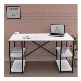 Kenzlife Yutaka Beyaz Siyah 75x170x60 Çalışma Masası