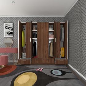 Kenzlife Zambak 182x200x42 CM 8 Kapılı 4 Çekmeceli Kapaklı Ceviz Gardırop