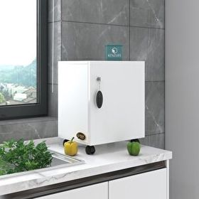 Kenzlife Zehra Mutfak Dolabı Beyaz Kilitli Tekerlekli Banyo Evrak Ofis Ayakkabılık Kiler Kitaplık