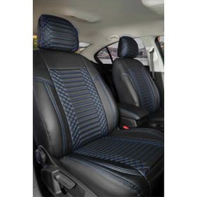 Kepmorpho Audi A1 Serisi Lüx Full Deri Ön Arka Takım Exclusive Siyah Mavi Oto Koltuk Kılıfı