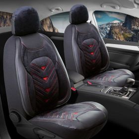 Kepmorpho Audi A3 Serisi Lüx Ön Arka Takım Deri Kadife Detaylı Prosev Siyah Kırmızı Oto Koltuk Kılıfı