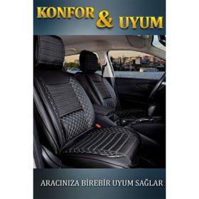 Kepmorpho Audi A4 Serisi Lüx Deri Ön Arka Takım Elit Serisi Siyah Beyaz Oto Koltuk Kılıfı