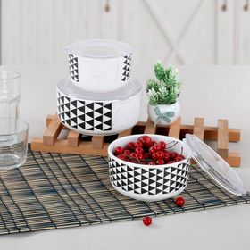 Keramika 12-14-16 cm 3 Parça Trigon 3/4 Kera Saklama Kabı