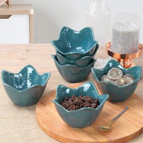 Keramika 12 cm 6 Adet Luster Yeşil Zambak Çerezlik