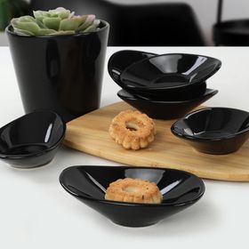 Keramika 12 cm 6 Adet Siyah Dalga Çerezlik Sosluk