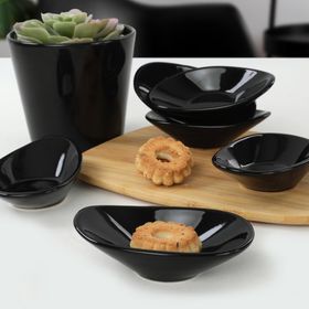 Keramika 12 cm 6 Adet Siyah Dalga Çerezlik Sosluk