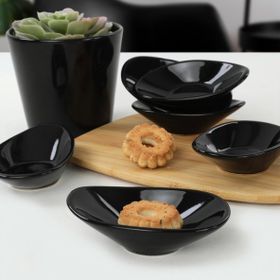 Keramika 12 cm 6 Adet Siyah Dalga Çerezlik Sosluk