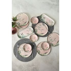 Keramika 12 Parça 6 Kişilik Pink Woods Kahvaltı Takımı