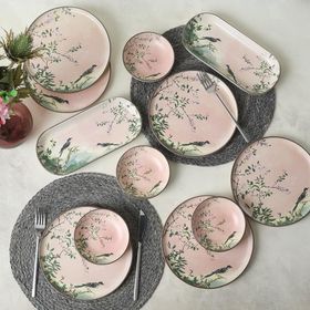Keramika 12 Parça 6 Kişilik Pink Woods Kahvaltı Takımı