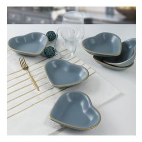 Keramika 14 cm 6 Adet 624 Mat Gri Gold Kalp Çerezlik