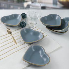 Keramika 14 cm 6 Adet 624 Mat Gri Gold Kalp Çerezlik