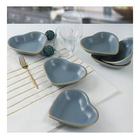Keramika 14 cm 6 Adet 624 Mat Gri Gold Kalp Çerezlik