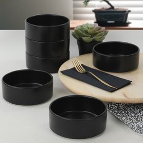 Keramika 14 cm 6 Adet Mat Siyah Stackable Çorba Kasesi