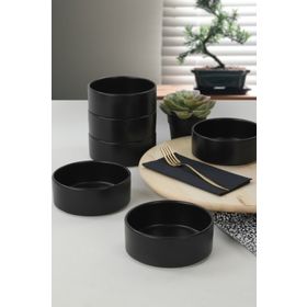 Keramika 14 cm 6 Adet Mat Siyah Stackable Çorba Kasesi