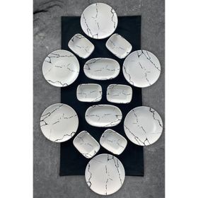 Keramika 14 Parça 6 Kişilik Mermer Kahvaltı Takımı