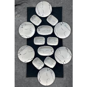 Keramika 14 Parça 6 Kişilik Mermer Kahvaltı Takımı
