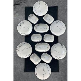 Keramika 14 Parça 6 Kişilik Mermer Kahvaltı Takımı