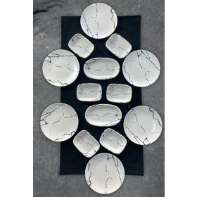 Keramika 14 Parça 6 Kişilik Mermer Kahvaltı Takımı