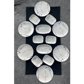 Keramika 14 Parça 6 Kişilik Mermer Kahvaltı Takımı