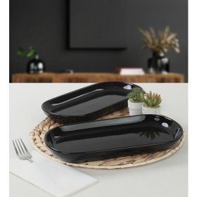 Keramika 2 Adet 28 cm Siyah Noyan Kayık Tabak