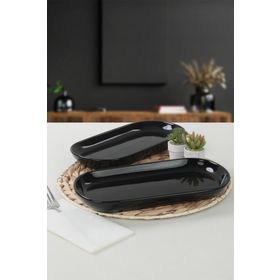 Keramika 2 Adet 28 cm Siyah Noyan Kayık Tabak