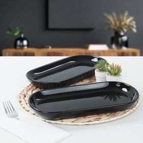 Keramika 2 Adet 28 cm Siyah Noyan Kayık Tabak