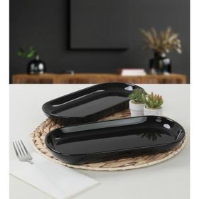 Keramika 2 Adet 28 cm Siyah Noyan Kayık Tabak