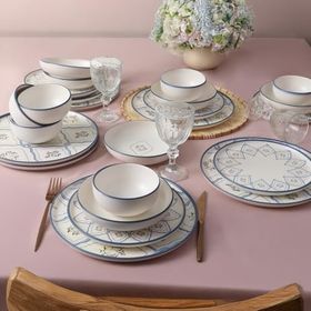 Keramika 22668-71 24 Parça 6 Kişilik Floral Waves Yemek Takımı
