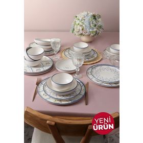 Keramika 24 Parça 6 Kişilik Floral Waves Yemek Takımı