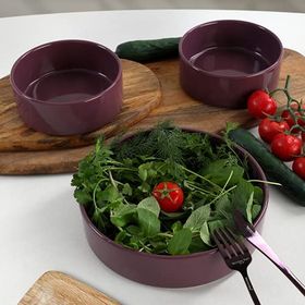 Keramika 3 Parça Mor Stackable Salata Çerez Seti