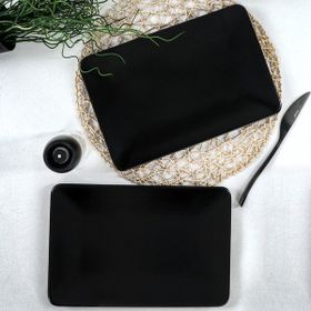 Keramika 31 cm 2 Adet Mat Siyah Siera Kayık Tabak