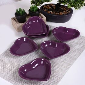 Keramika 498 Kalp 6 Adet Mor 14 cm Çerezlik