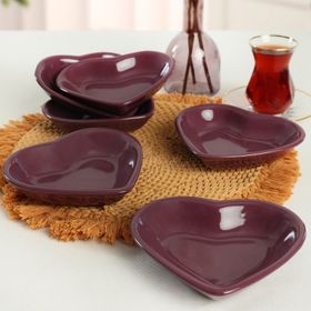 Keramika 498 Kalp 6 Adet Mor 14 cm Çerezlik