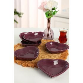 Keramika 498 Kalp 6 Adet Mor 14 cm Çerezlik
