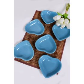 Keramika 6 Adet 14 cm Turkuaz Kalp Çerezlik