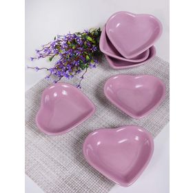 Keramika 6 Adet 14 cm Violet Kalp Cerezlık
