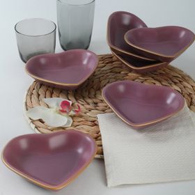 Keramika 6 Adet 14 cm Violet Kalp Cerezlık