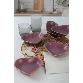 Keramika 6 Adet 14 cm Violet Kalp Cerezlık